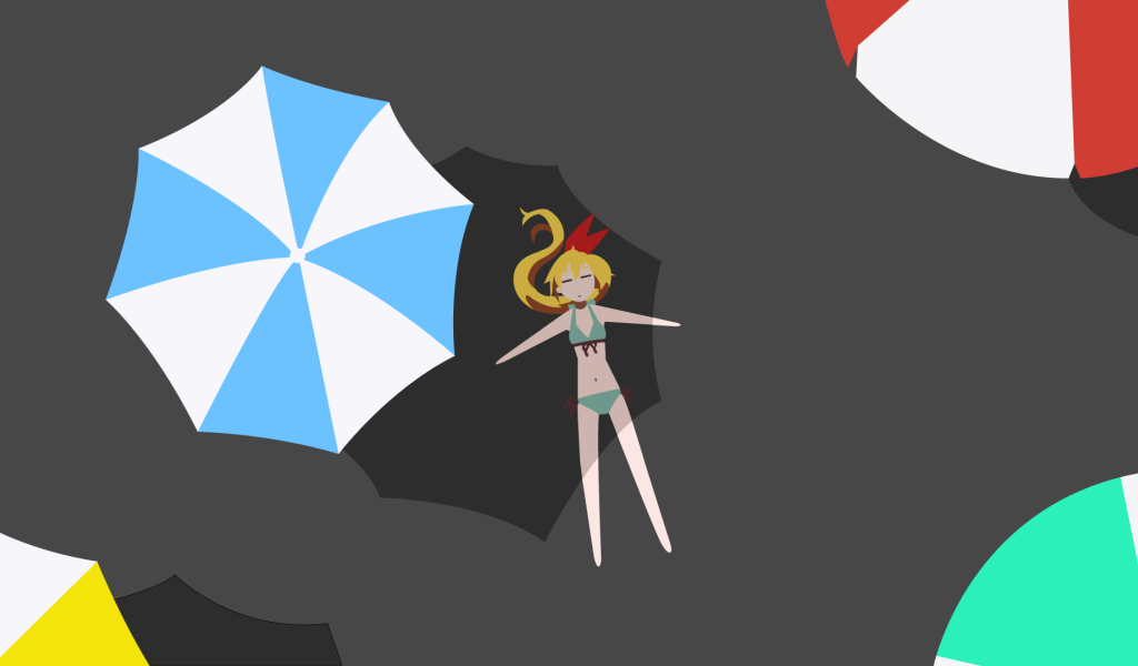 Девушка под зонтом в аниме Притворная любовь