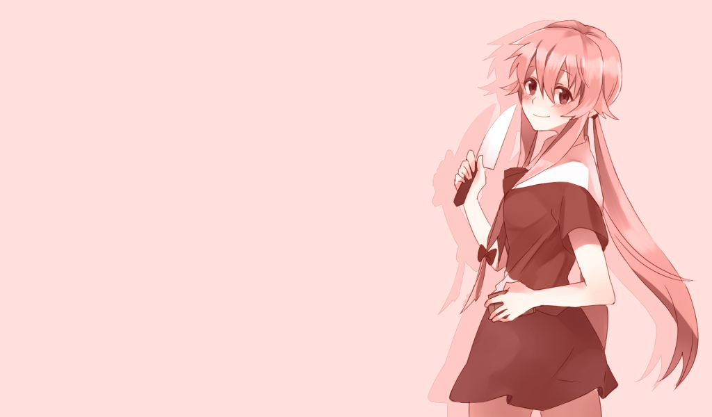 Девушка с ножом в аниме Яндере