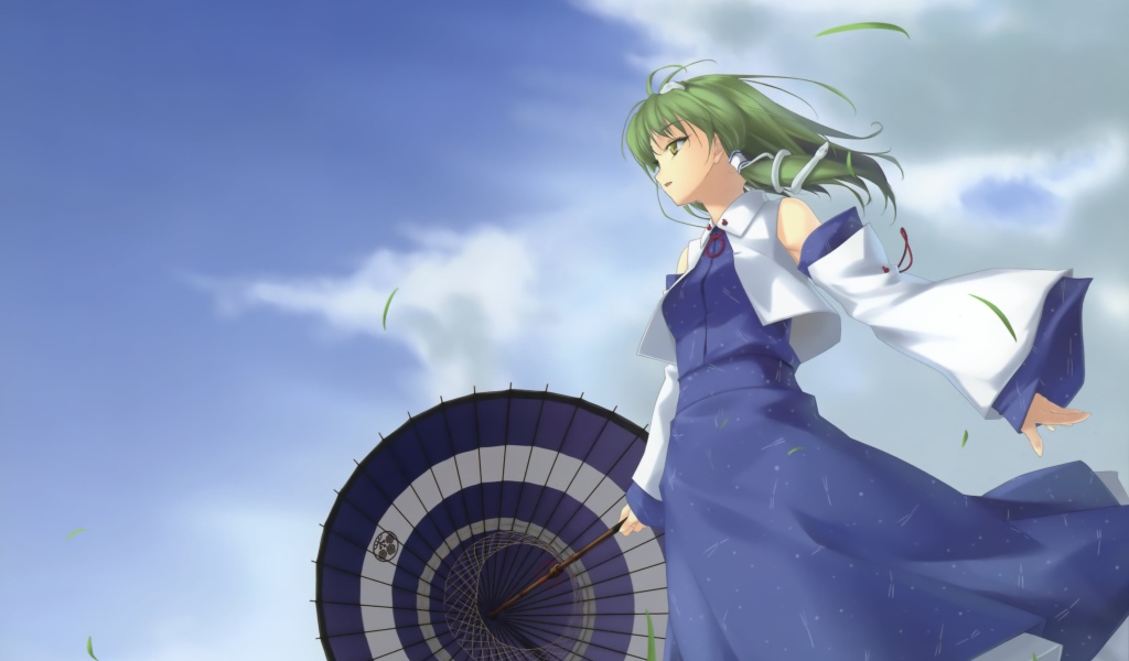 Девушка с зонтом, аниме Kochiya Sanae