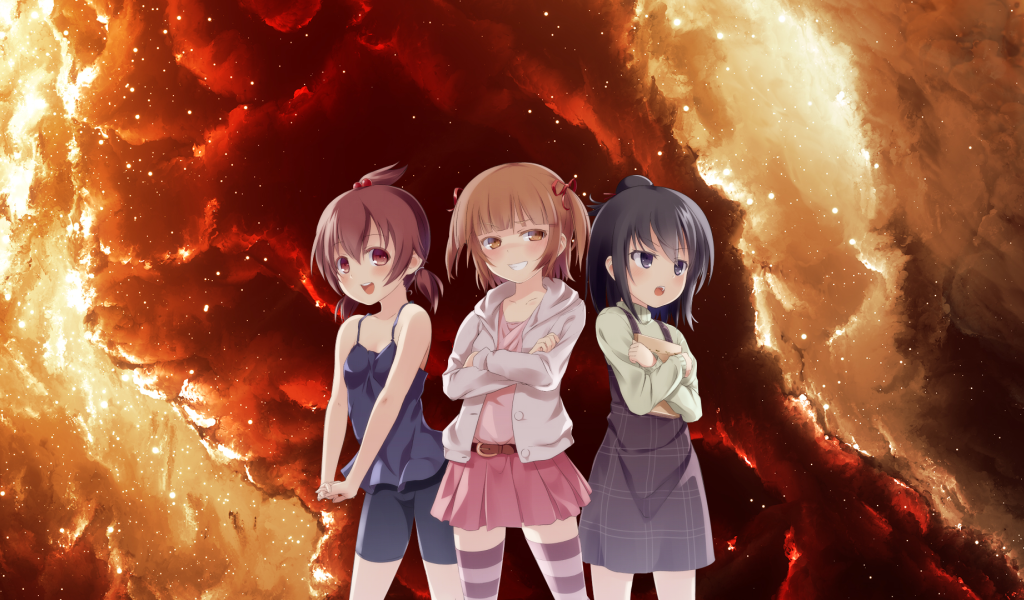 Три девушки из аниме Отвязная троица