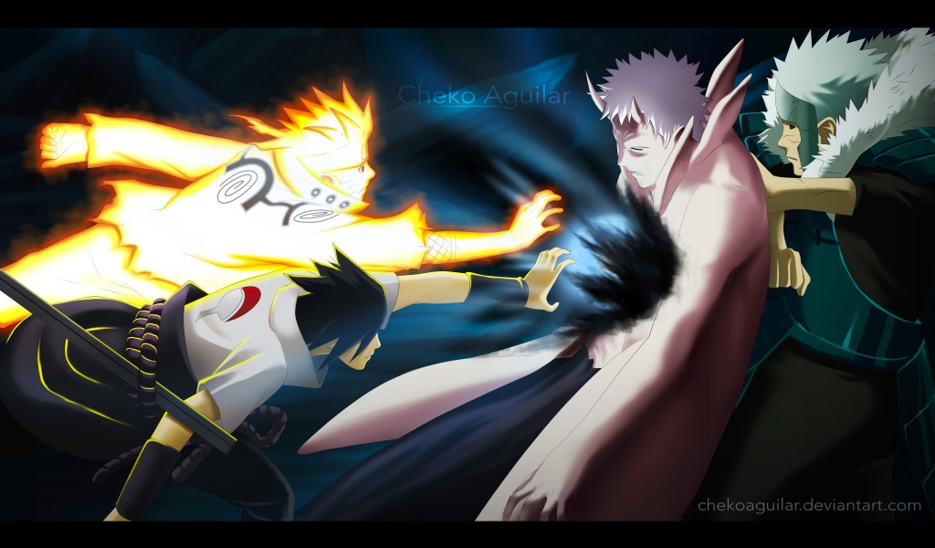 Тобирама и Наруто в бою, аниме