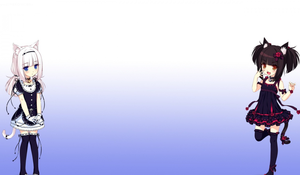 Две девушки аниме Neko Para