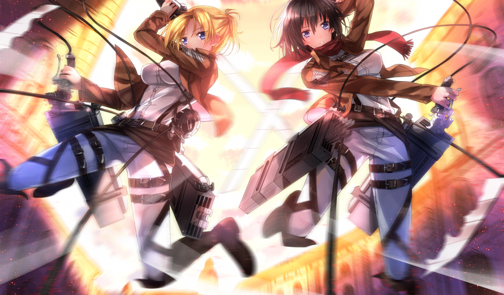 Две девушки из аниме Атака Титанов