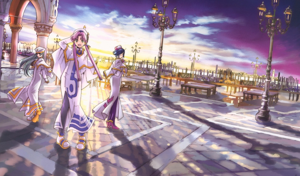 Прогулка на городской площади в аниме Ария