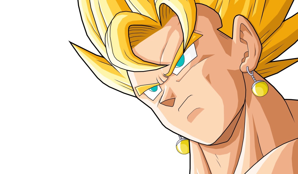 Желтые серьги и волосы у персонажа аниме Dragon Ball