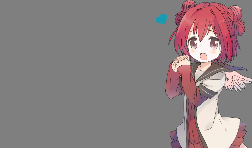 Персонаж аниме Юру юри на сером фоне