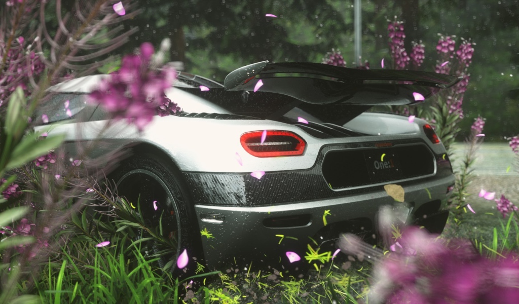 Вид сзади на спортивный автомобиль в цветах