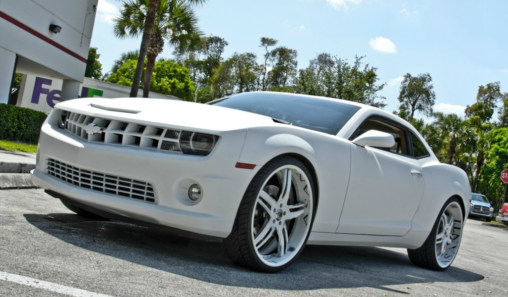 Мощный белый Chevrolet Camaro Asanti