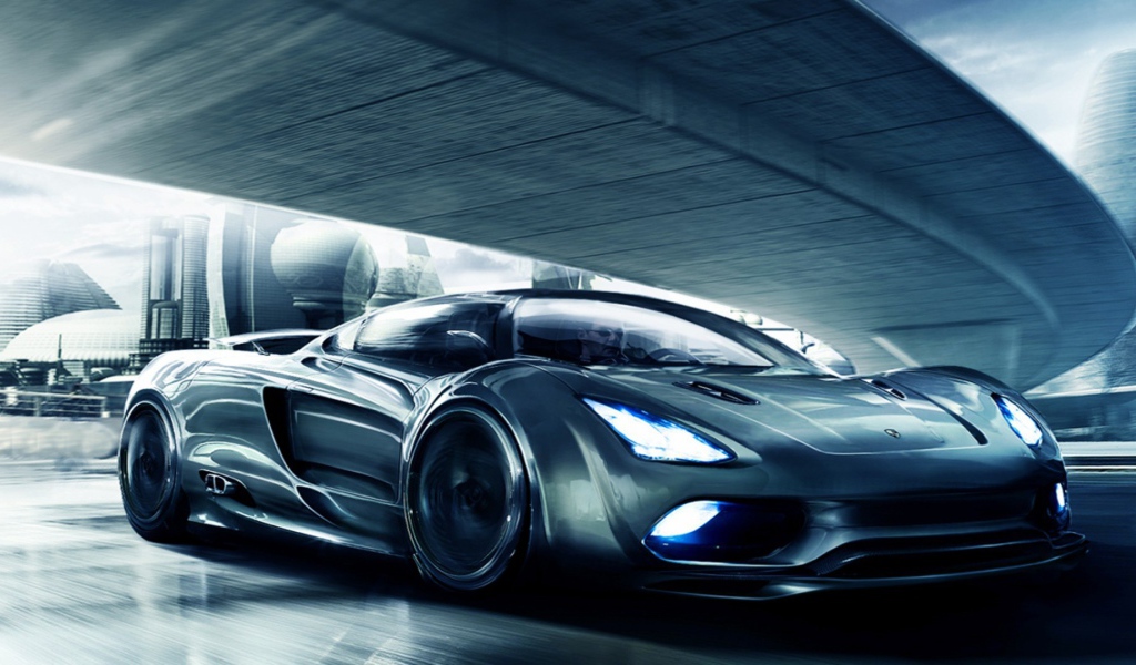 Черный автомобиль будущего Koenigsegg Agera