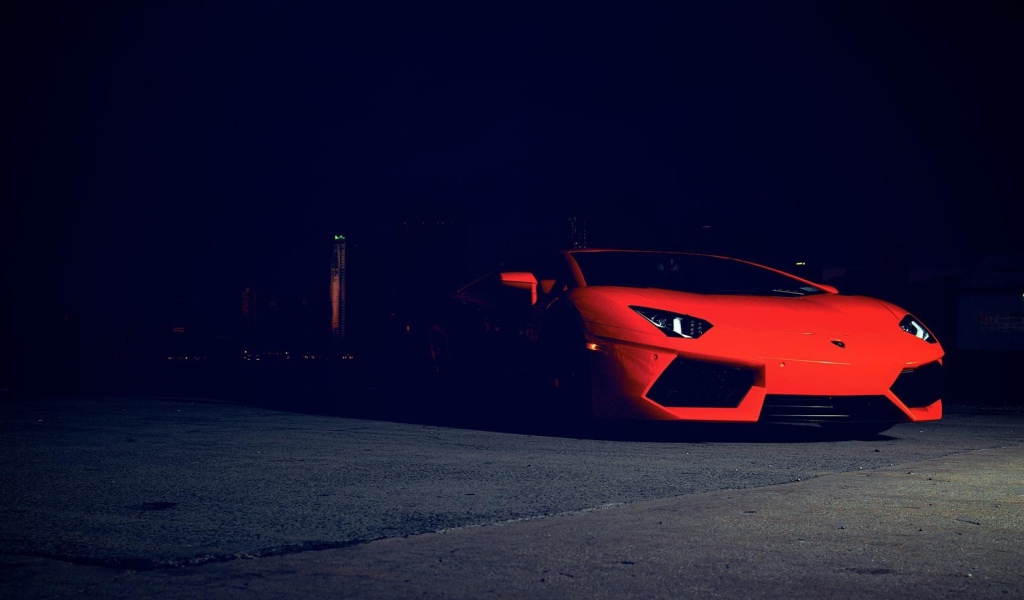 Красный Ламборгини во мраке