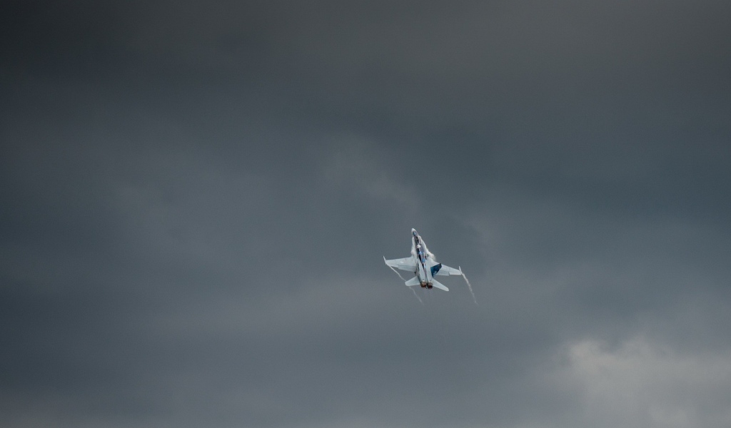 Истребитель летит в небе