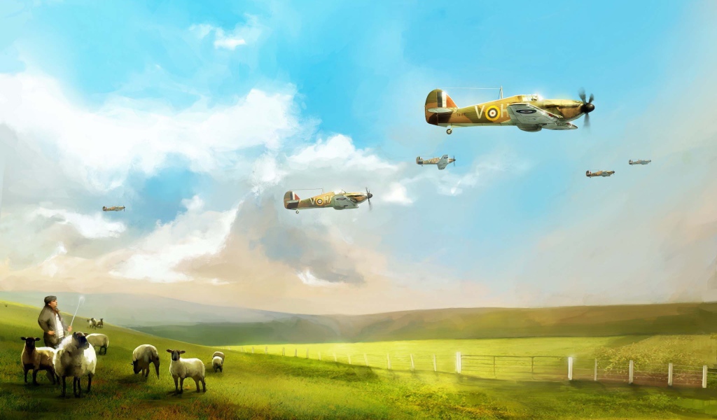 Британские самолеты над полем