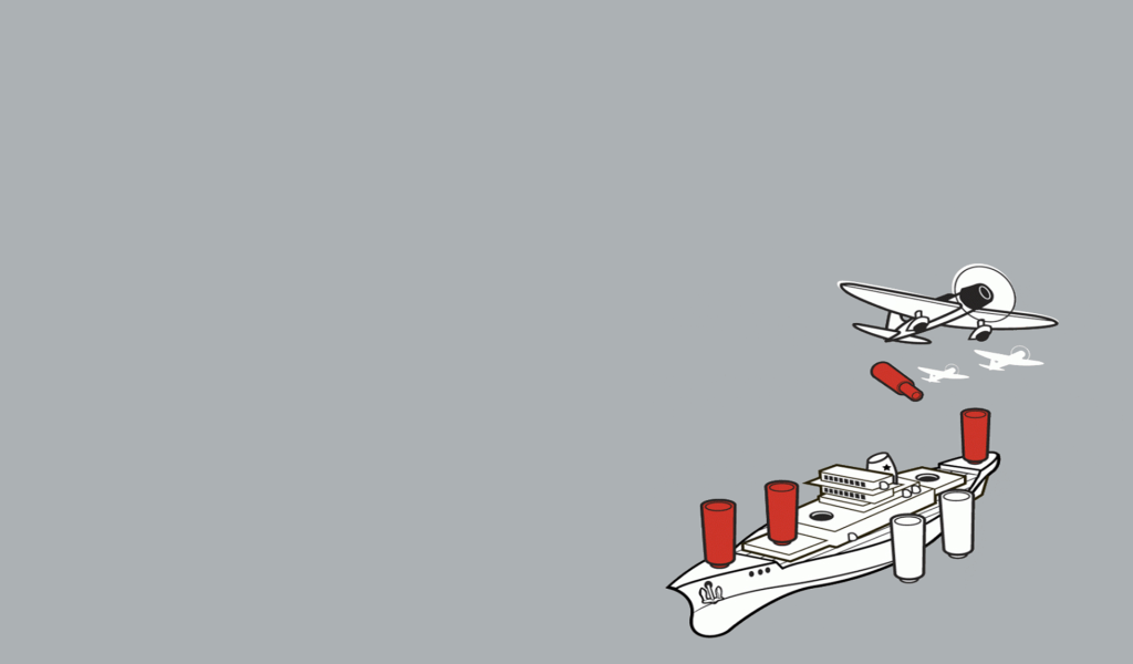 Самолет и корабль, серый фон