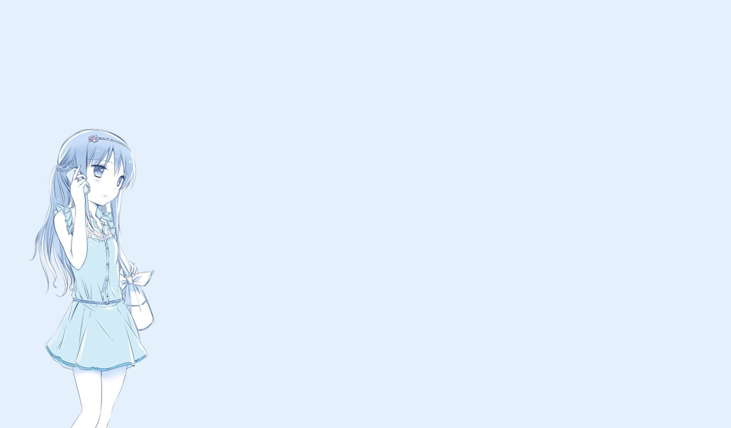 Акеми из аниме Mahou Shoujo Madoka, голубой фон