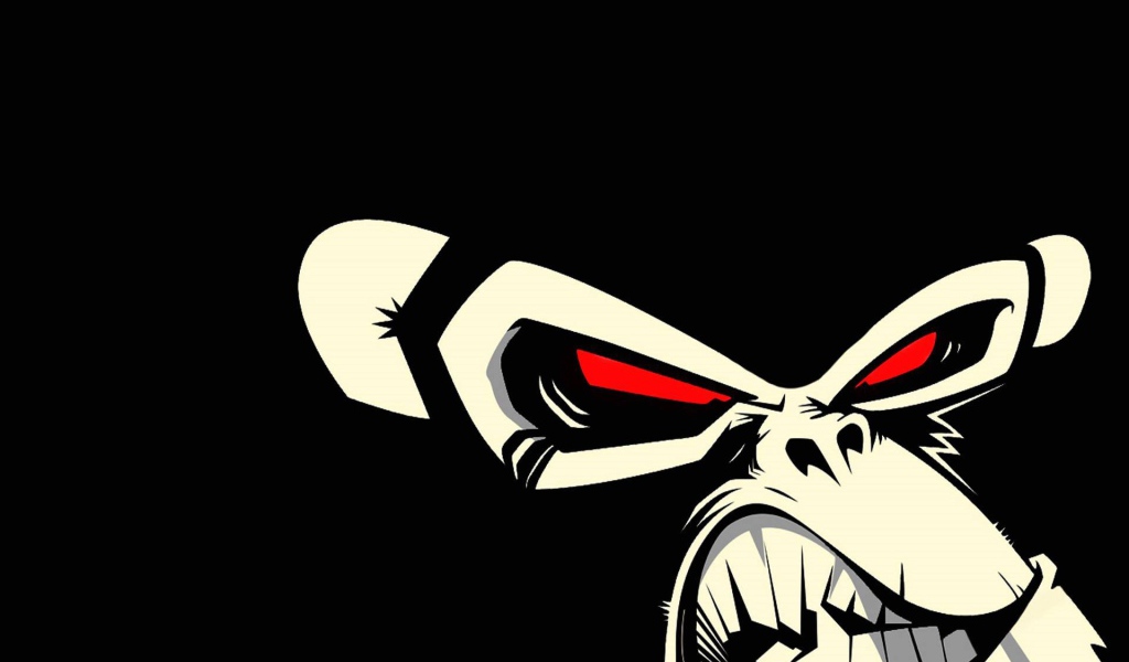 Злая обезьяна, черный фон