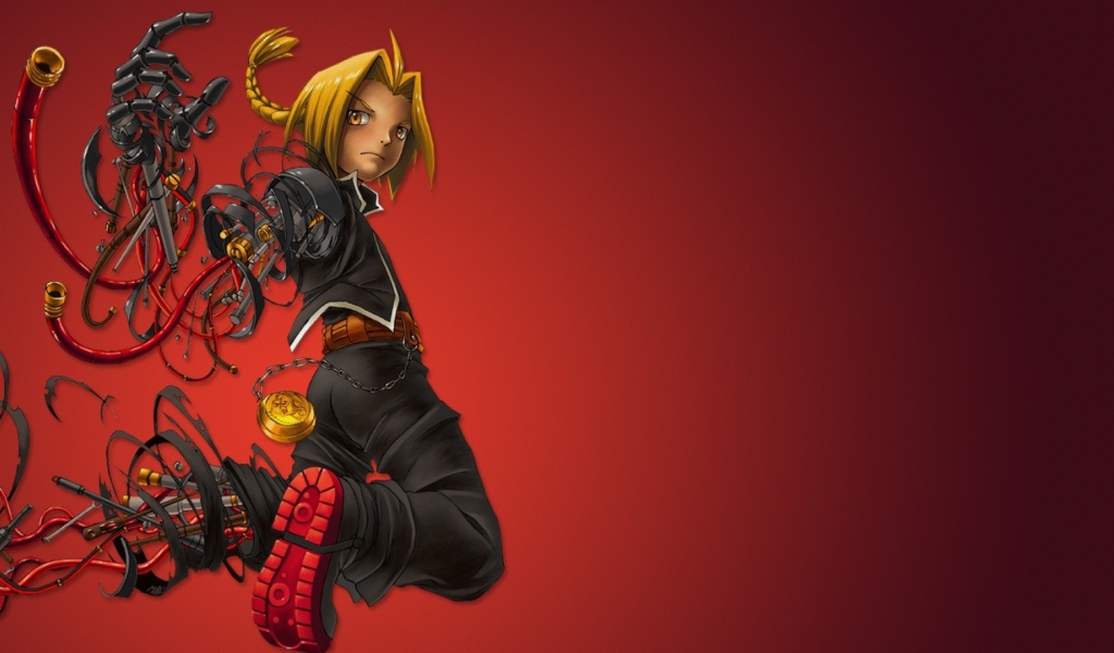 Аниме Стальной алхимик, красный фон