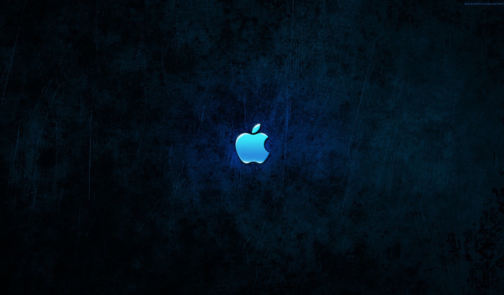 Логотип Эппл на сине черном фоне