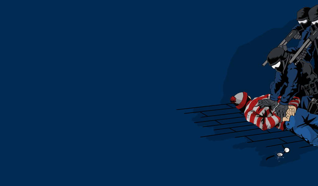 Задержание преступника, синий фон