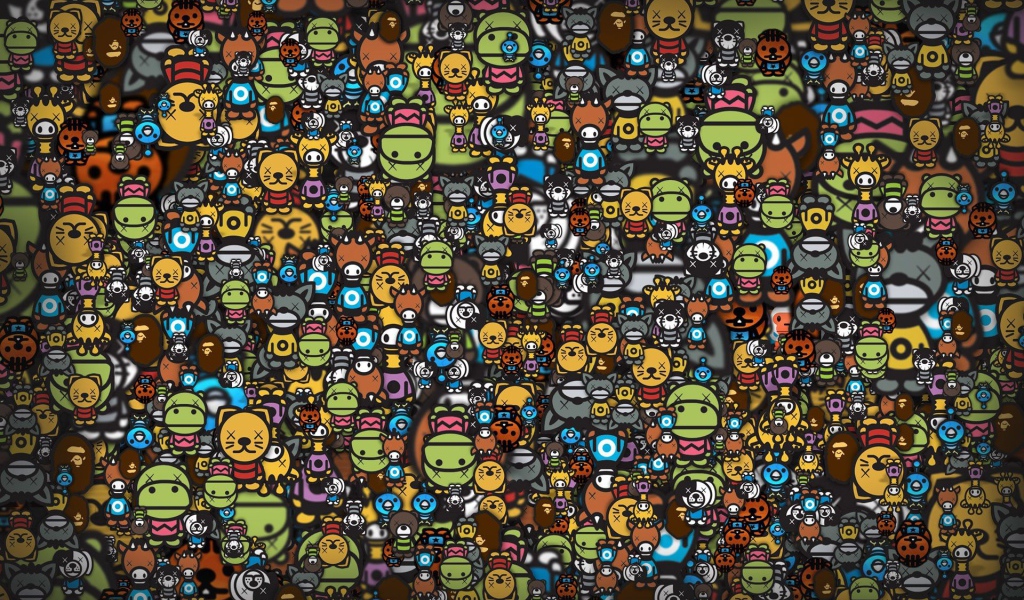 Фон из лиц героев аниме