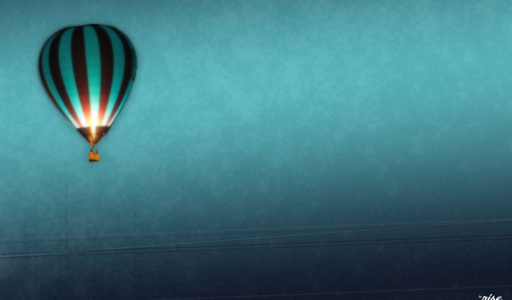 Воздушный шар, голубой фон