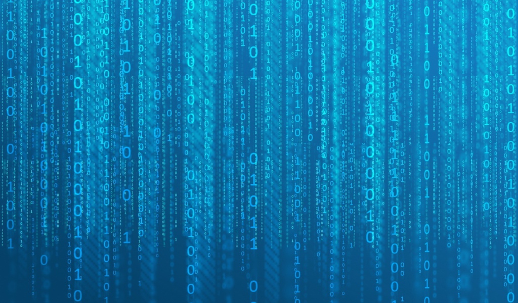 Двоичный код, голубой фон