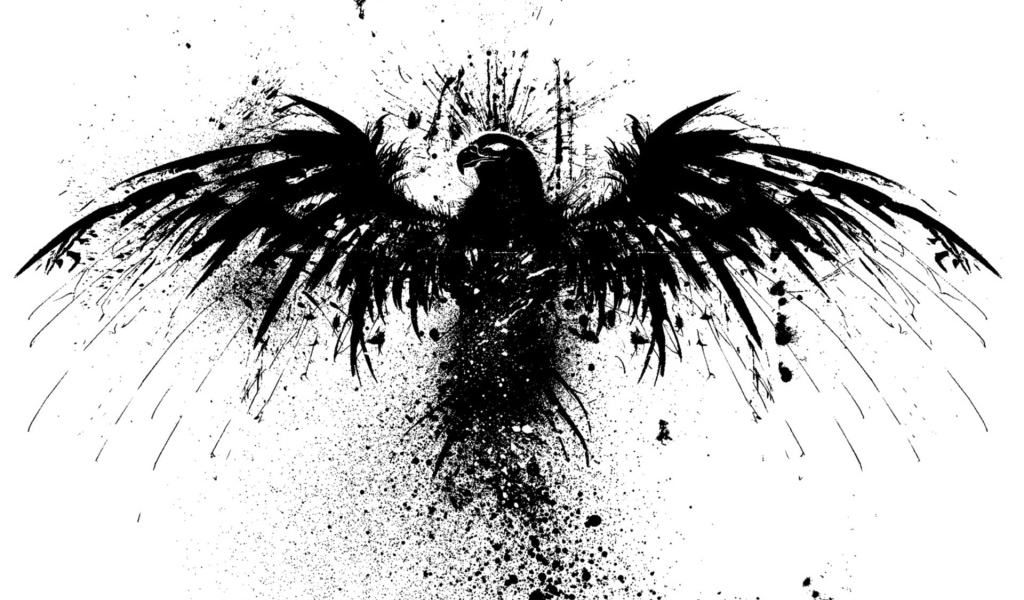 Черная птица на белом фоне