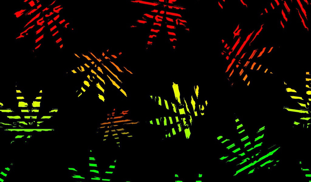 Яркие листья, черный фон