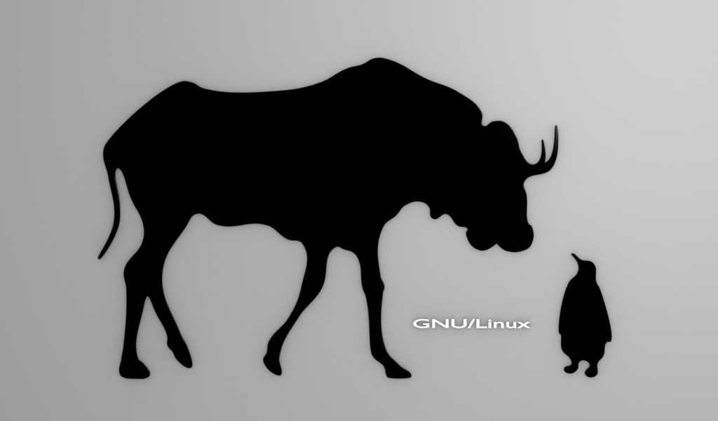 Бык и пингвин, фон Linux GNU