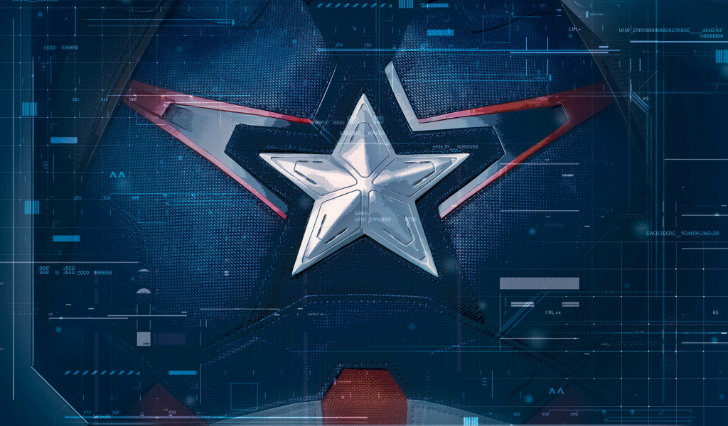 Капитан Америка, голубой фон Мстители