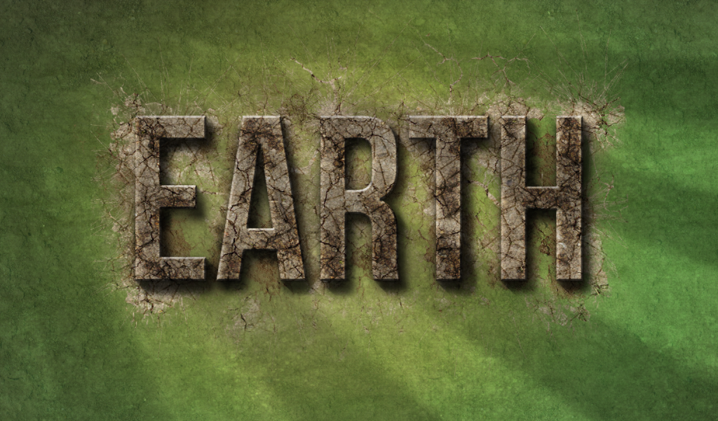 Надпись Земля, зеленый фон