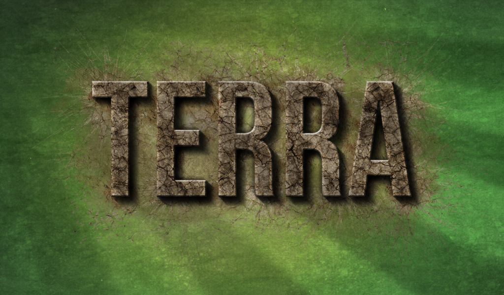Надпись Терра, зеленый фон