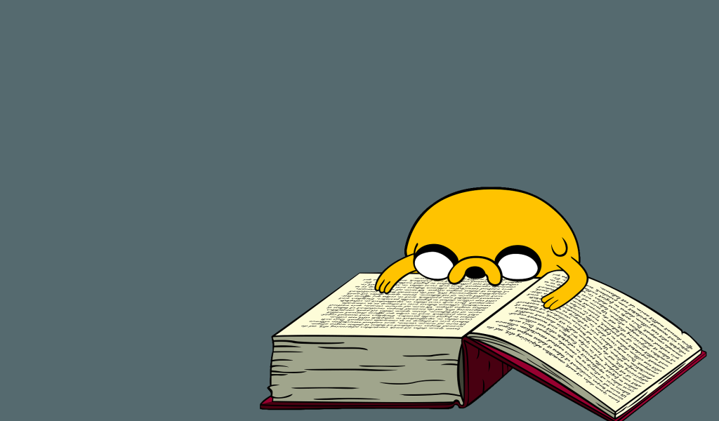 Герой мультфильма читает книгу