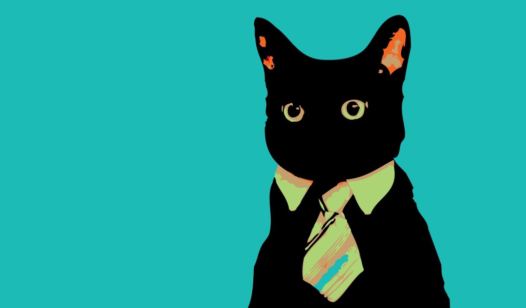 Кот бизнесмен на голубом фоне