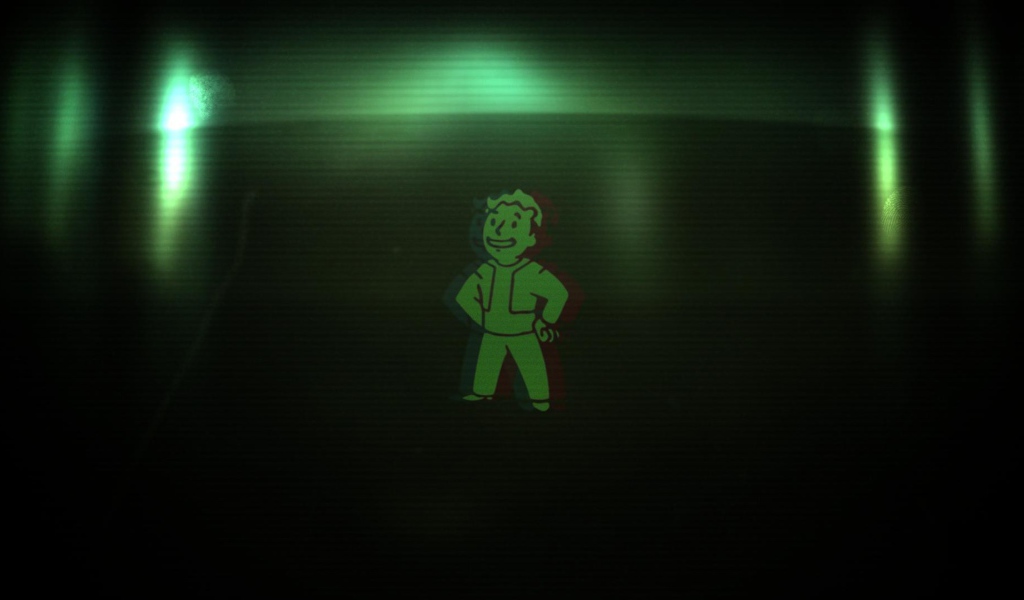 Персонаж Pip-Boy, зеленый фон