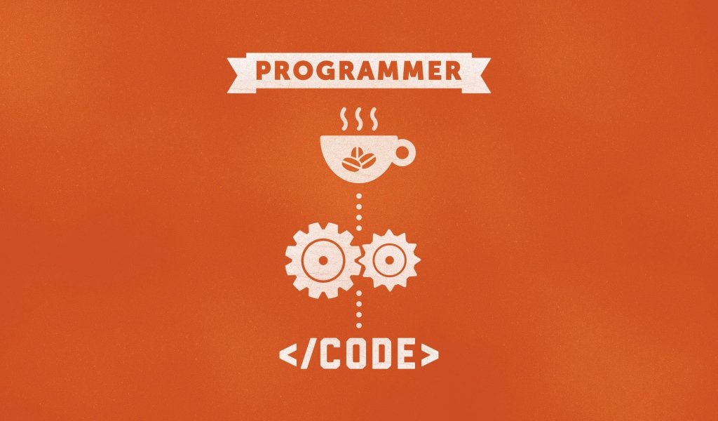 Кофе для программиста, оранжевый фон