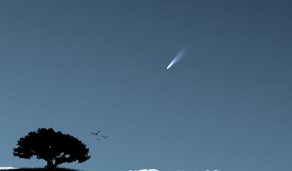 Комета в небе, фон