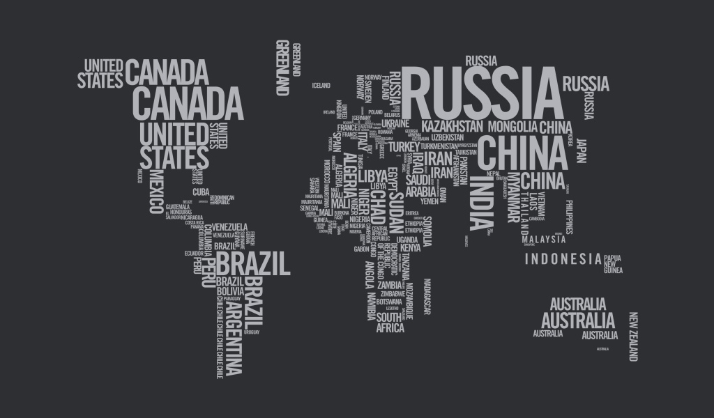 Названия стран на сером фоне