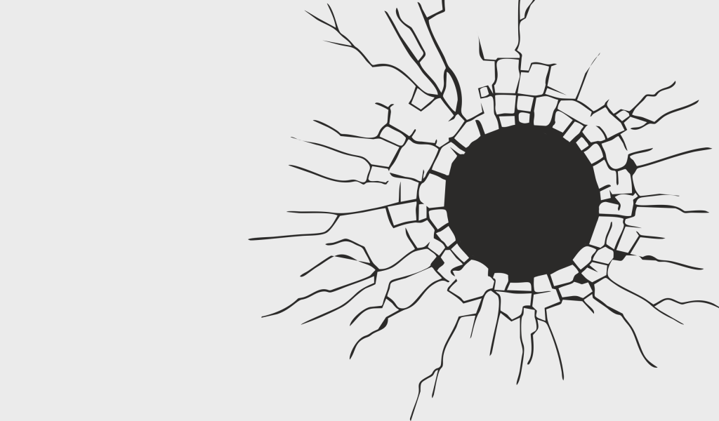 Трещины вокруг черной дыры, белый фон