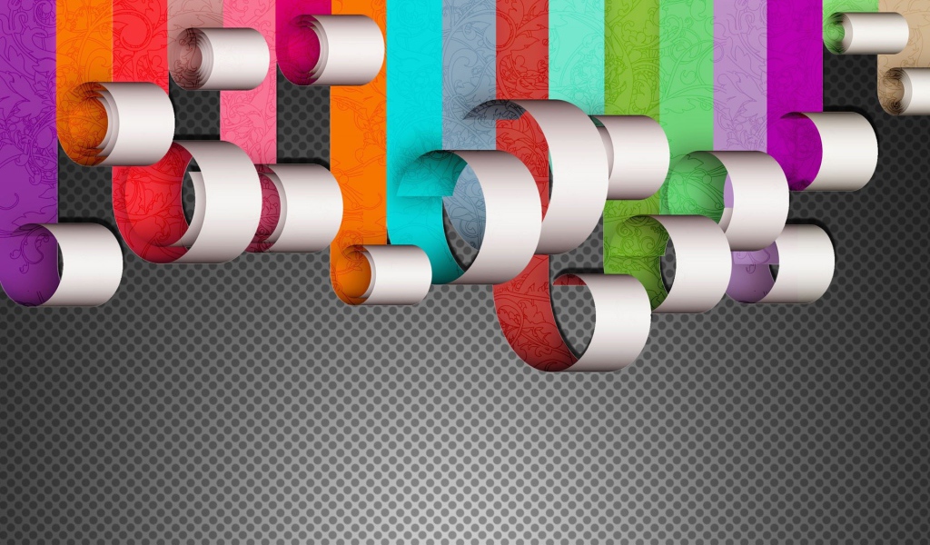 Свернувшиеся ленты на сером фоне