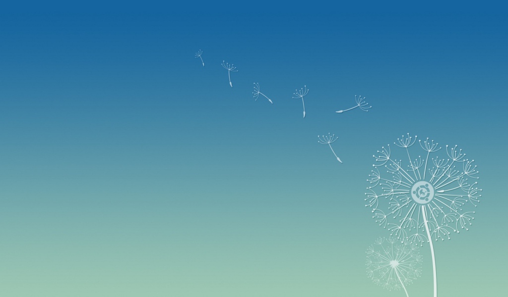 Семена одуванчика, фон Убунту