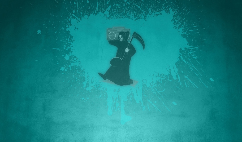 Смерть с магнитофоном, голубой фон