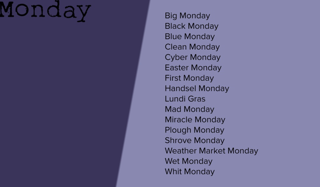 Описание понедельника на английском языке