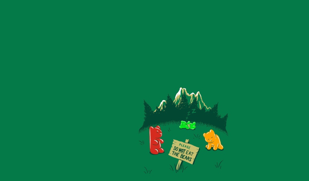 Не ешьте медведей, зеленый фон