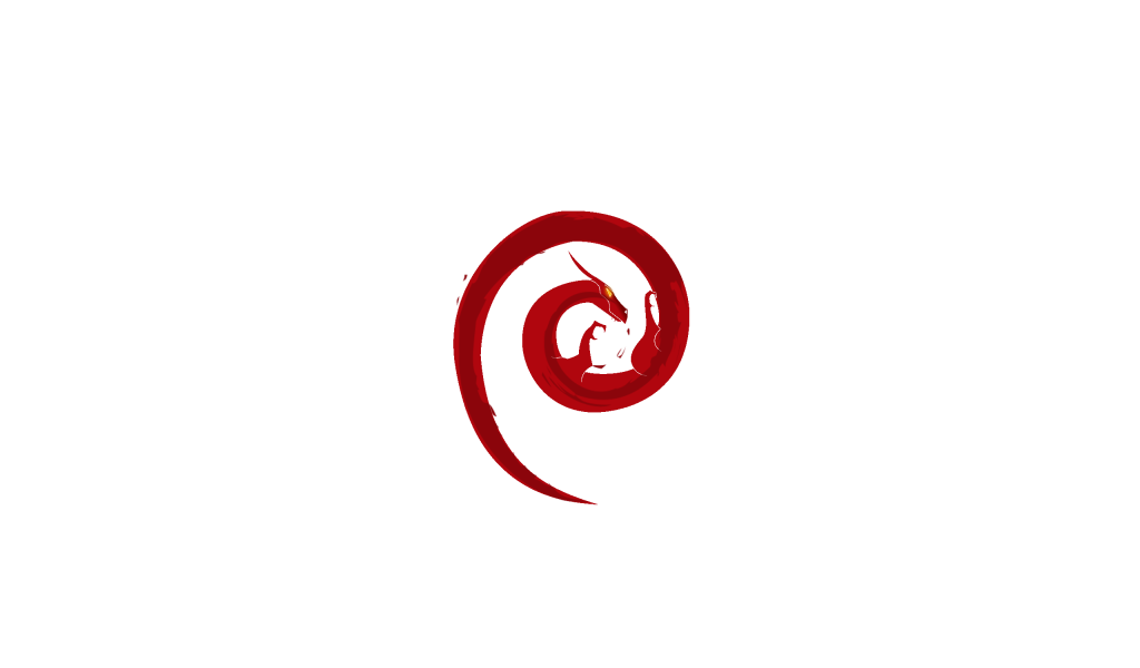 Дракон Debian, белый фон