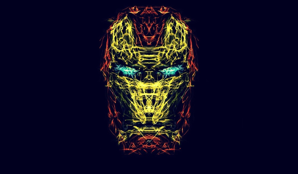 Схема маски Железного человека, синий фон