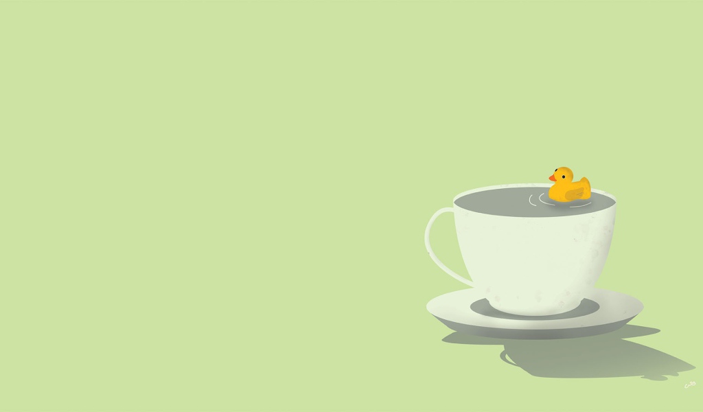 Уточка в чашке, фон