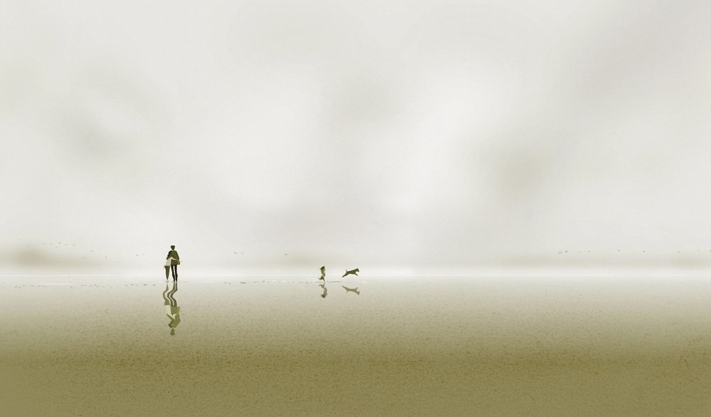 Семья с собакой на белом фоне