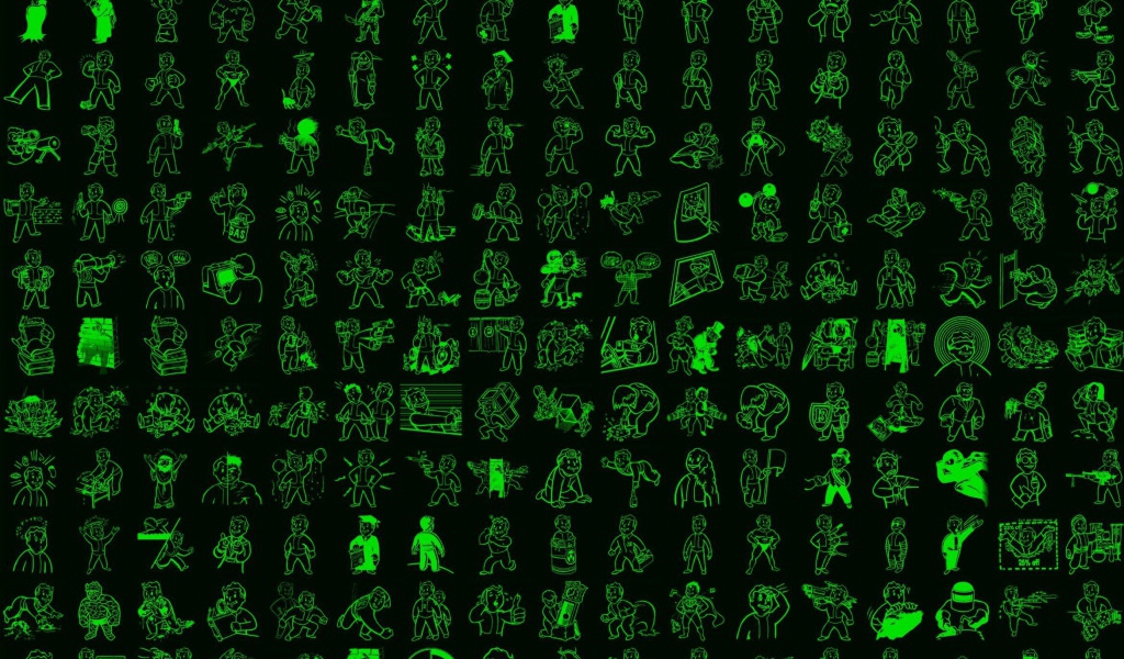 Фигурки персонажей Fallout, черный фон