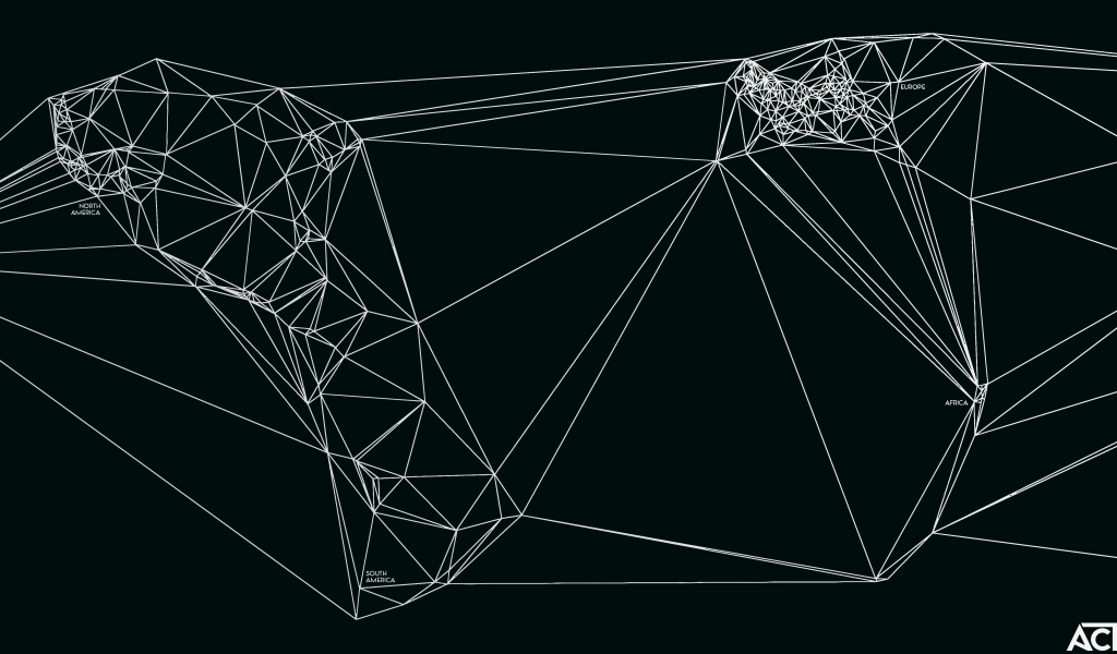 Геометрическая карта мира Nicholas Felton, черный фон