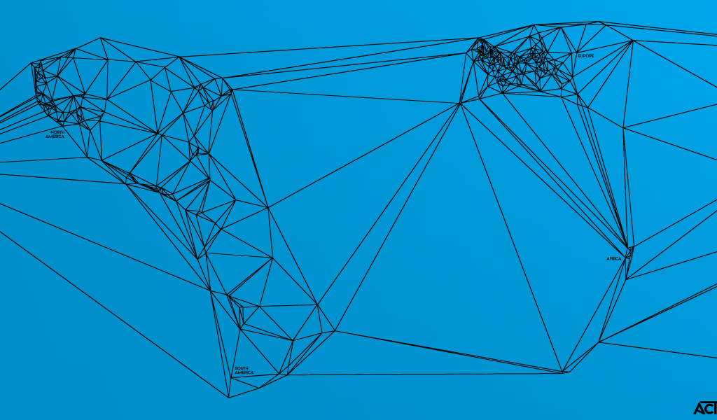 Геометрическая карта мира Nicholas Felton, голубой фон